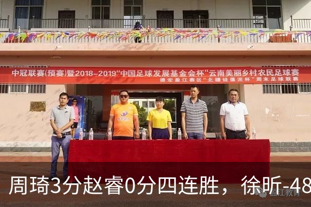 周琦3分赵睿0分四连胜，徐昕-48全队最低，张文杰陈国豪9中0